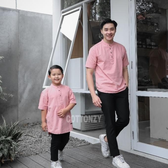 Kemeja Koko Couple Ayah Dan Anak Warna Dusty Pink Ukuran Dari