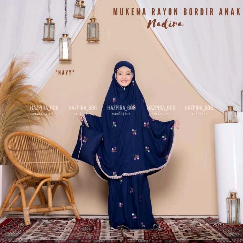 Terbaru 3.3 | Ready Stok | Mukena Anak Bali Katun Rayon Bordir Nadira Umur 3 - 15 Tahun Mukena Anak 