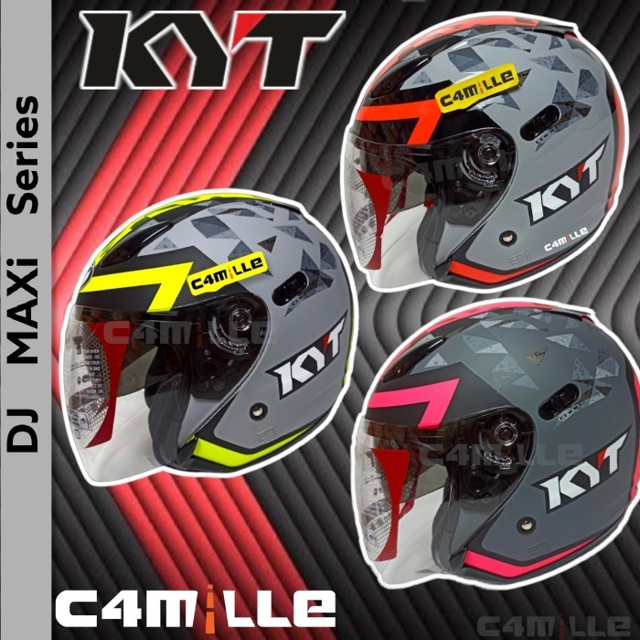 Helm Kyt Dj Maxi Motif Double Visor Half Face