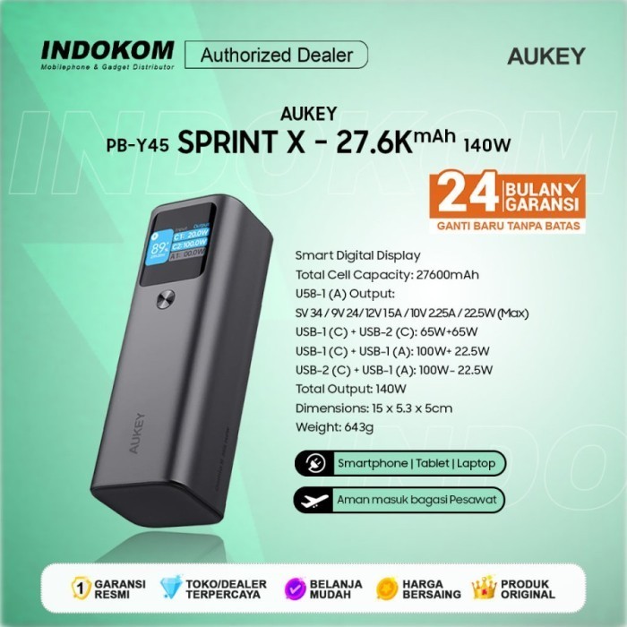 Aukey Pb-Y45 Powerbank 26800Mah Usb-C 140W Supervooc Pd 3.1 Pps