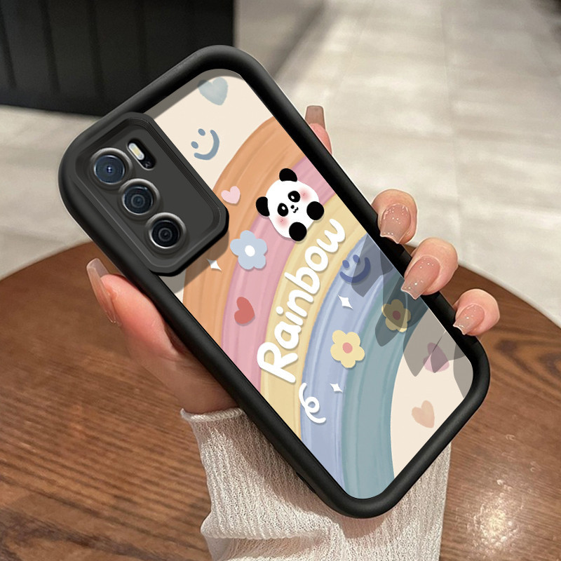 Casing Hp OPPO A16 OPPO A16s OPPO A54s Case sarung HP lembut Softcase pola Panda pelangi Casing peli