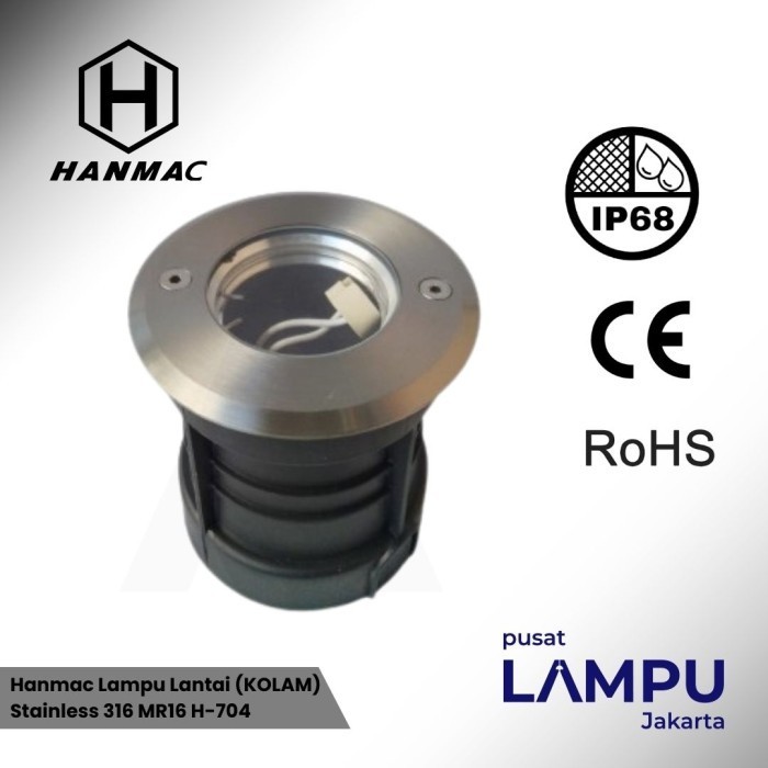Hanmac H-704 Kap Lampu Lantai/Kolam Stainless 316 Mr16