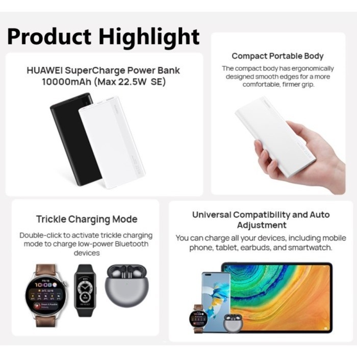 Huawei Supercharge Power Bank 10000Mah Holly Cp030 Max 22.5