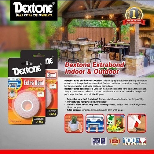 

JUAL Dextone Double Tape 12MM x 2M Extra Bond Lakban Tahan Beban 3.5Kg 12mm