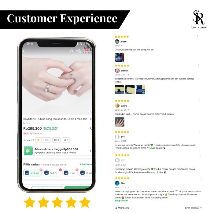 Roystone - Gelang Wanita Moissanite Sunflower Luxury Bracelet