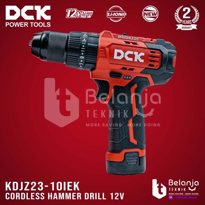 Dck Brushless Hammer Drill Kdjz 23-10 Cordless 12V Mesin Bor Baterai