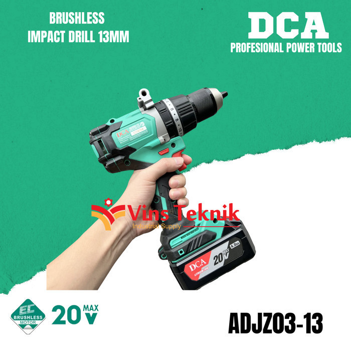 Dca Adjz03-13 Brushles Hammer Drill Dca Mesin Bor Baterai 13Mm 20V