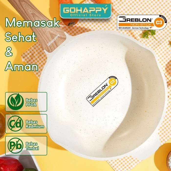 Gohappy 5 Pcs Germany Granite Panci Set Greblon C3 Kuat