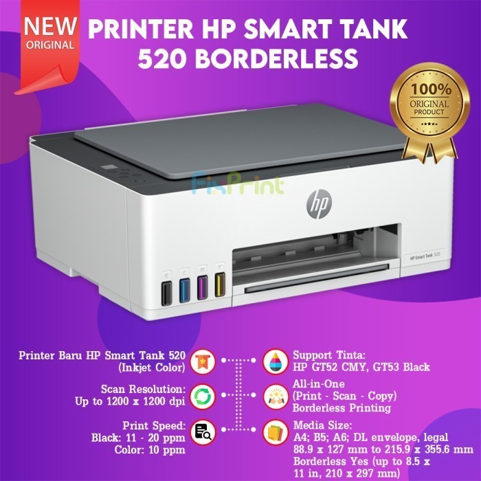 Printer Hp Smart Tank 520 All In One Printer Hp Ink Tank 115 Print