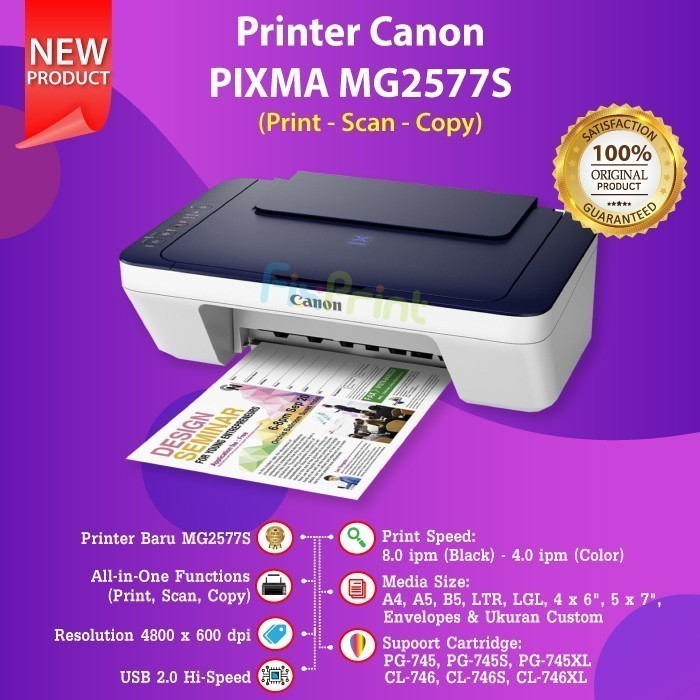 Canon Printer Pixma All In One Mg2577S Mg2570S Garansi Resmi