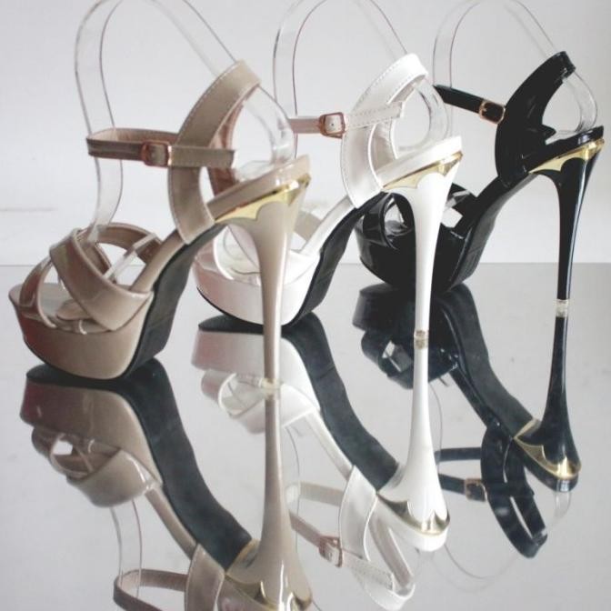 Ykshoes 1758 Heels 13Cm Strappy Stiletto Heels Black White Khaki Heels