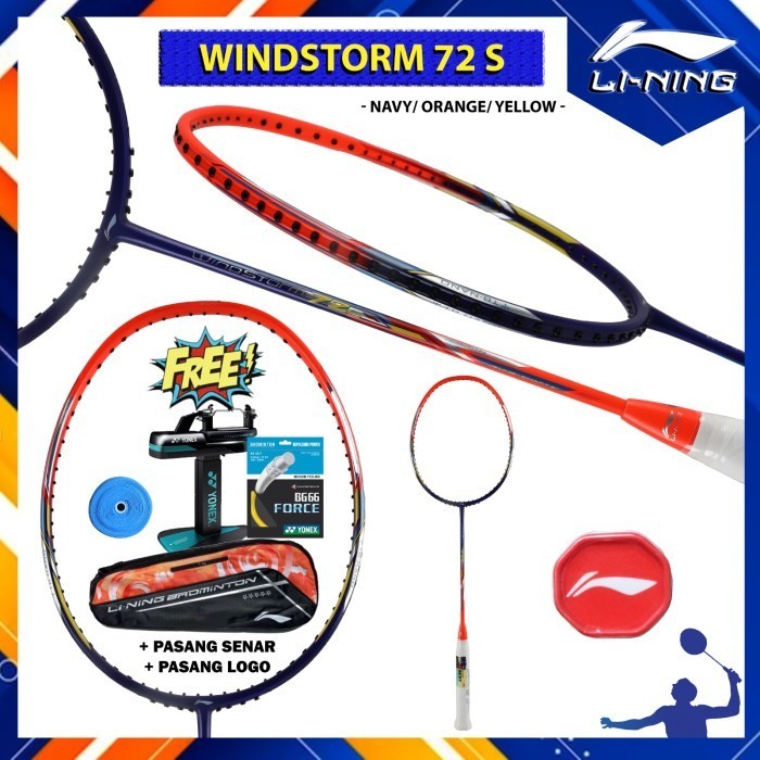 New Raket Badminton LINING WINDSTORM 72 S / 72S / WS72S Navy Orange