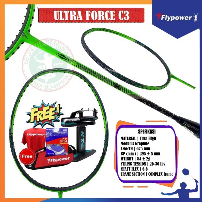 FLYPOWER ULTRA FORCE C3 / RAKET FLYPOWER RAKET BADMINTON ORIGINAL
