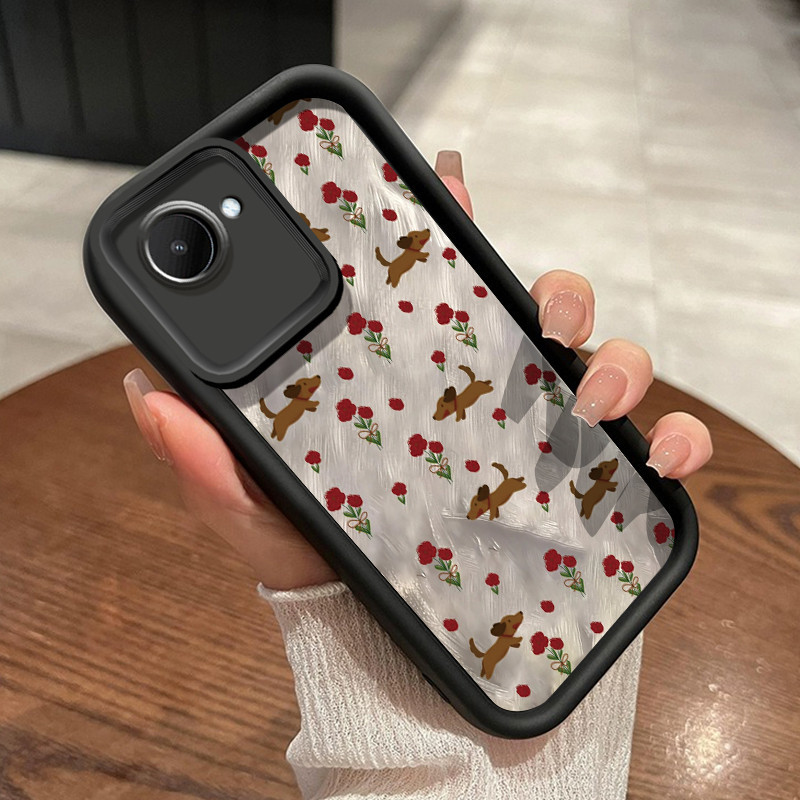 Casing Hp Realme C30 Realme C30s Realme Narzo 50i Prime Case hp ponsel pola anjing Casing bunga rusa