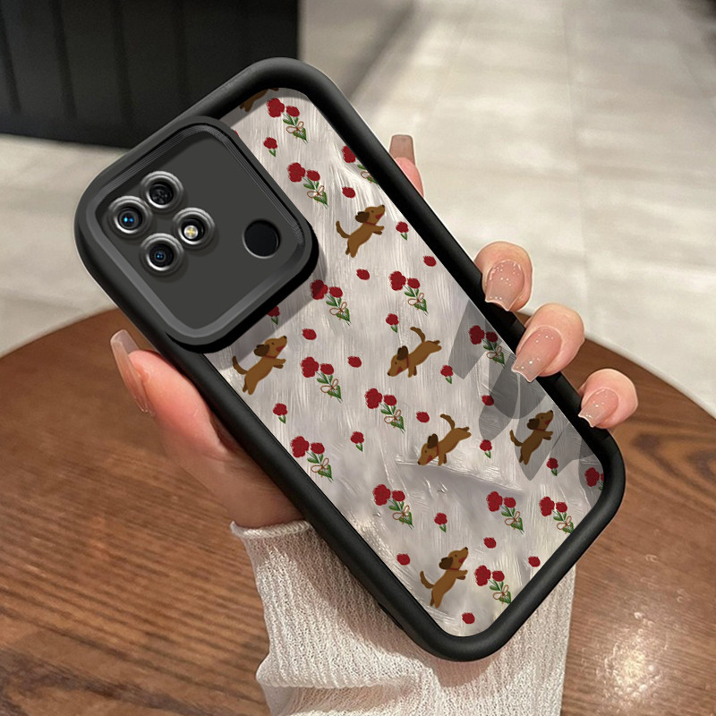 Casing Hp Xiaomi Redmi 10C Case hp ponsel pola anjing Casing bunga rusak paket penuh Kesing anti-jat