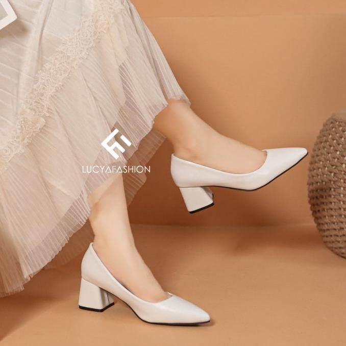 518 Sepatu Kerja Wanita Pancus Hak Tahu Import Elegant Murah Kekinian