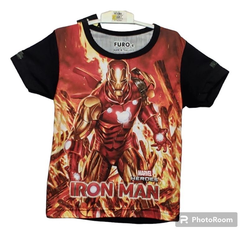 Kaos Atasan Iron Man Furo Anak Laki - Laki Usia 3 - 8 Tahun
