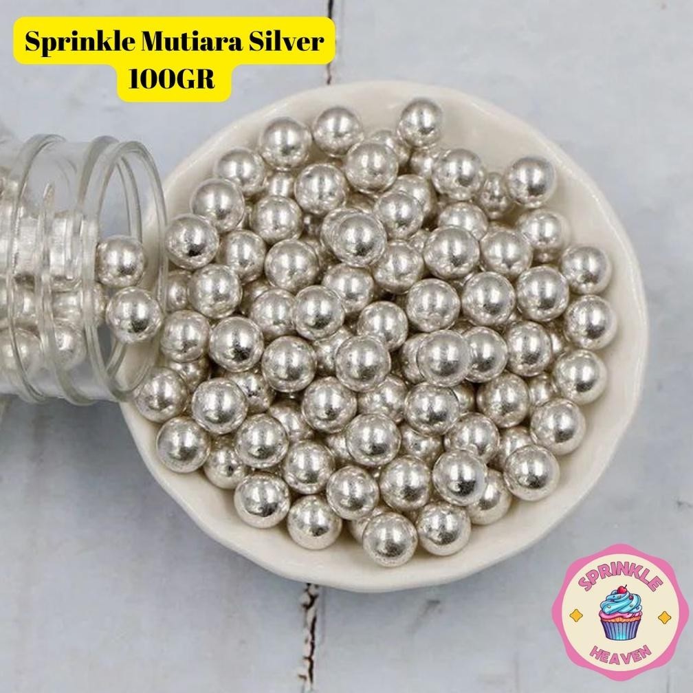 

New Sprinkle Mutiara Silver Shimmer Trimit Sprinkles Hiasan Kue Cake Tart Decoration Edible 100Gr Terlaris