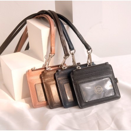 

BARANG TERLARIS Lanyard Id Card Name Tag Kulit Sapi Asli Simple Wallet Unisex GRANADA