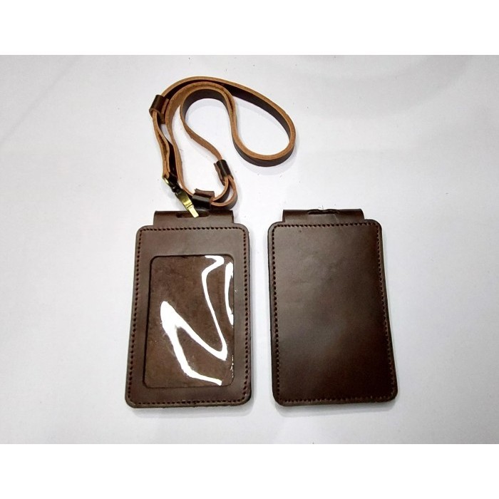 

BARANG TERLARIS Gantungan ID Card Holder Kulit Sapi Asli 1 sisi Magnet 2in1