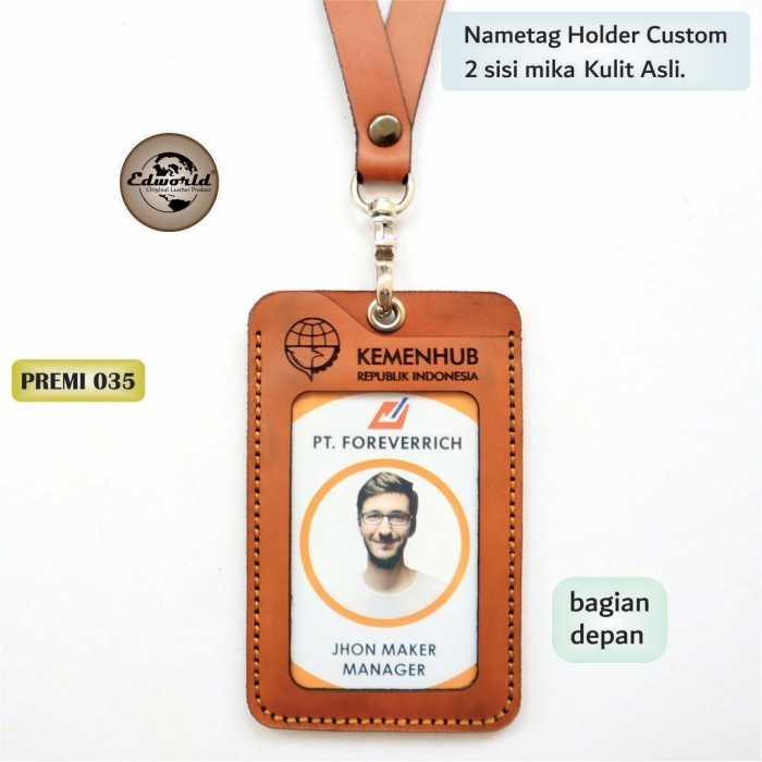 

BARANG TERLARIS Nametag Holder Kulit 2 Sisi Mika