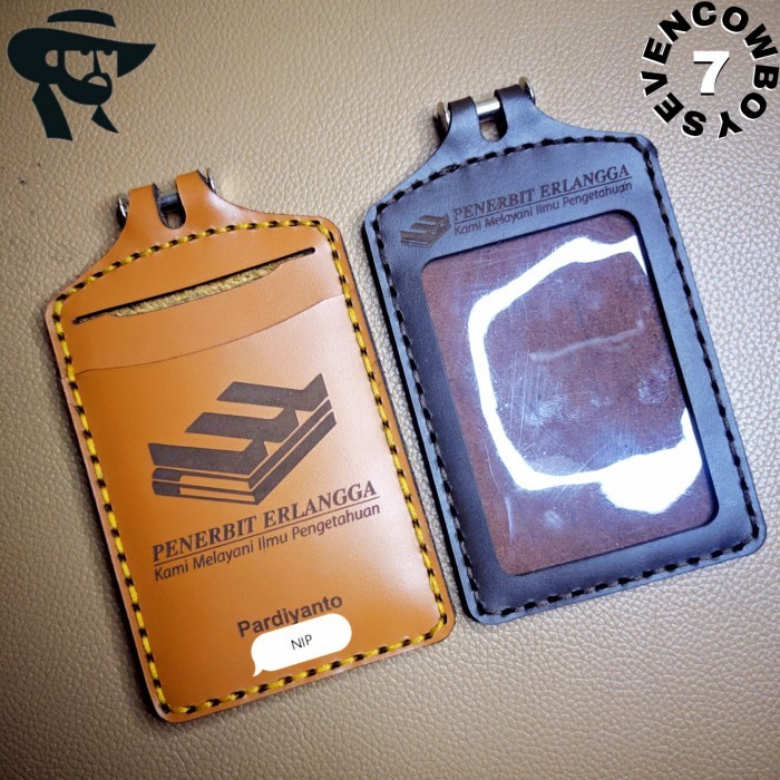 

BARANG TERLARIS Id Card kulit name tag lanyard - free custom gravir logo foto nama dll