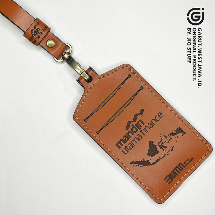 

BARANG TERLARIS id card holder & lanyard/tali kulit costum nama & logo perusahaan