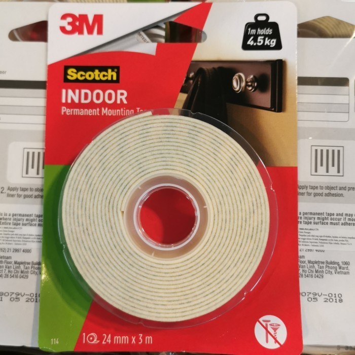 

TERMURAH 3M Indoor Permanent Mounting Tape - Double Tape Scotch 114 24mm x 3m