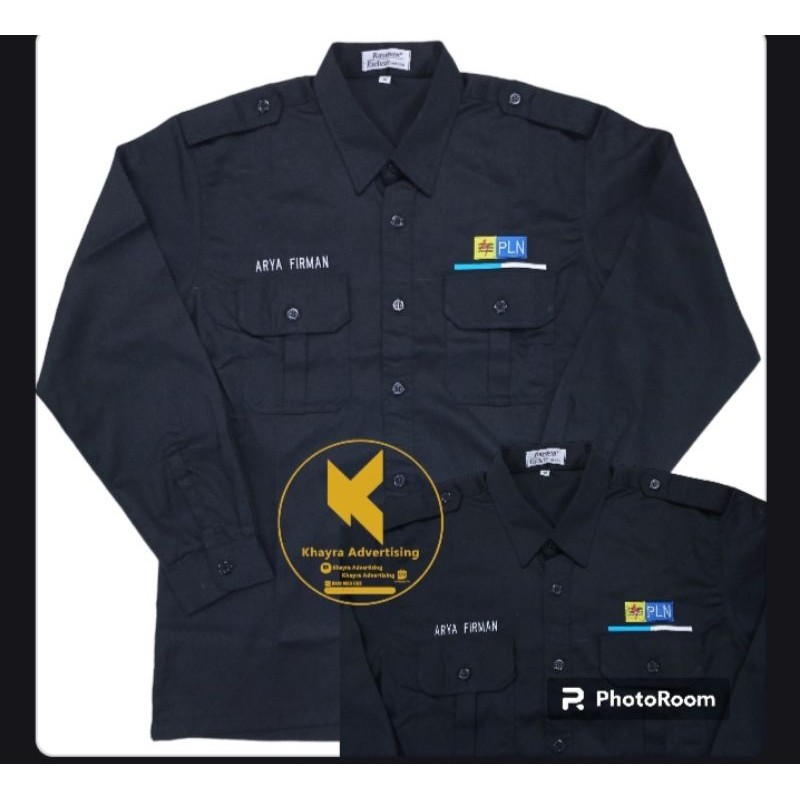 kemeja PLN listriqu seragam PLN listriqu baju PLN listriqu hitam lengan panjang