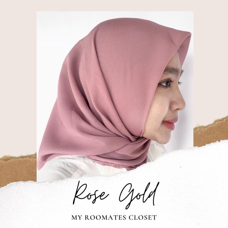 Kerudung Hijab Segi Empat Pollycotton Premium Rose Gold