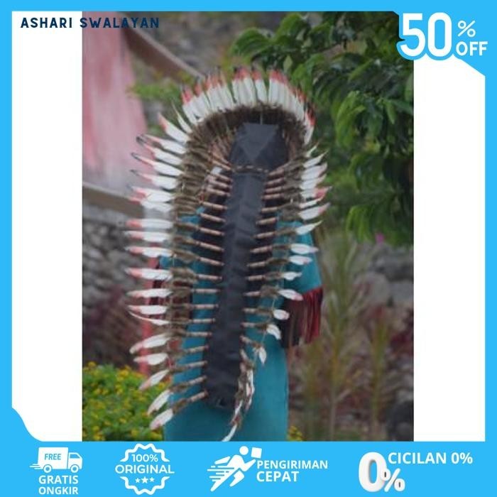 TOPI INDIAN - INDIAN HEADDRESS MEDIUM ANGSA MONTE MERAH TUTUL PUTIH PRODUK TERBAIK