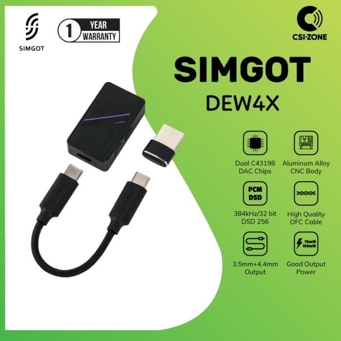 Simgot Dew4X Dual C43198 Portable Usb Type C Dac / Amplifier
