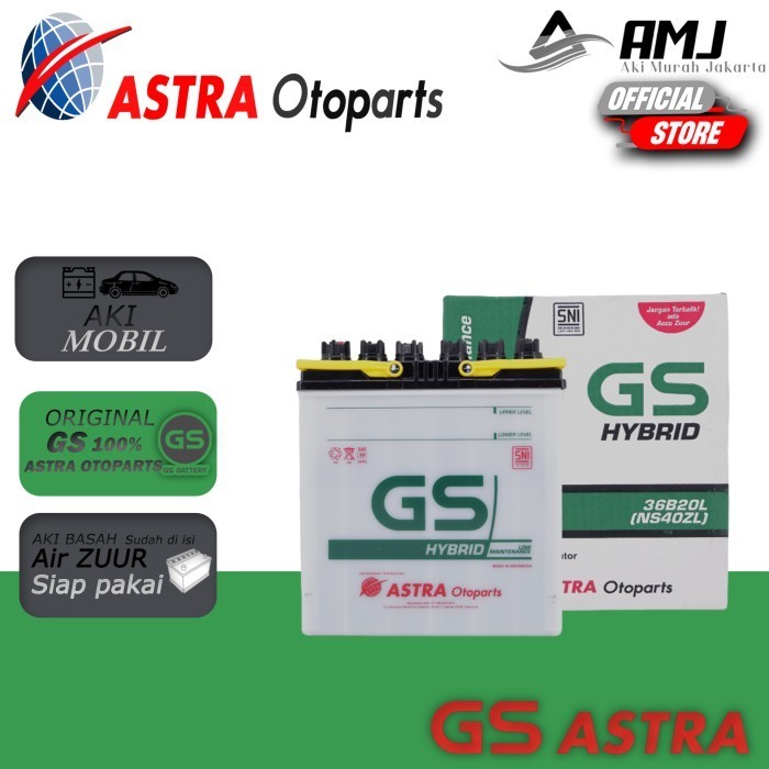 Aki Mobil Honda Mobilio Gs Astra Ns40Zl Aki Basah Gs Hybrid 12V / 35 A