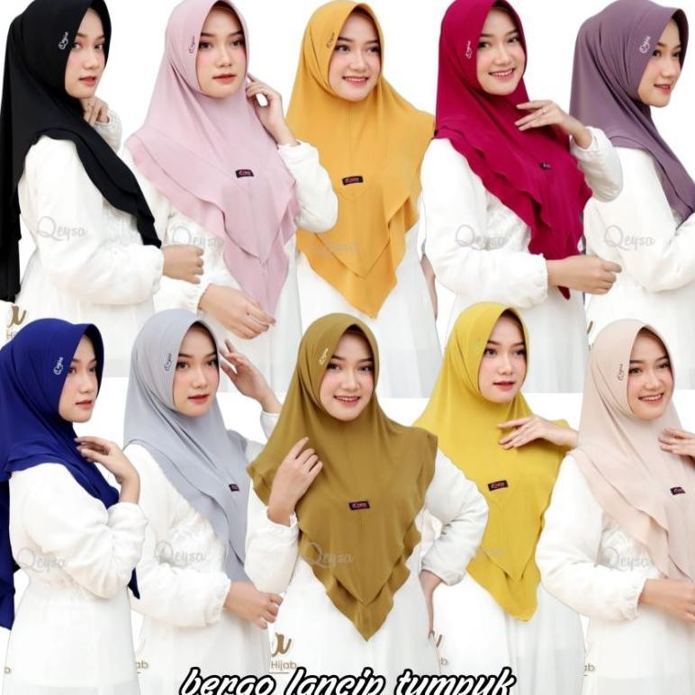 Original Qeysa Hijab / Bergo Lancip Tumpuk 144 Qeysa / Jilbab Qeysa / Jilbab Polos Jaminan Quality