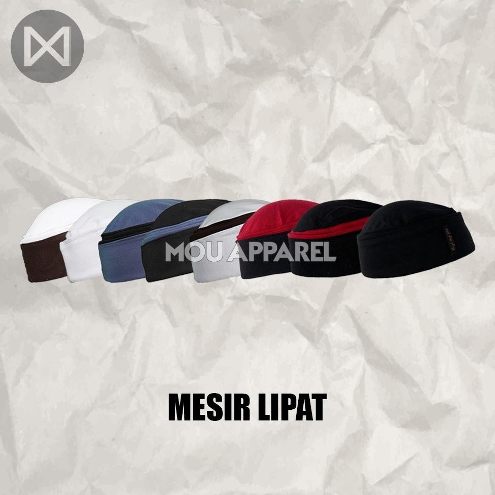 Extra Peci Lipat Khas Mesir Premium Kopiah Palestina Pria Biru Putih Hitam Kopyah Bulat Sholat Habas