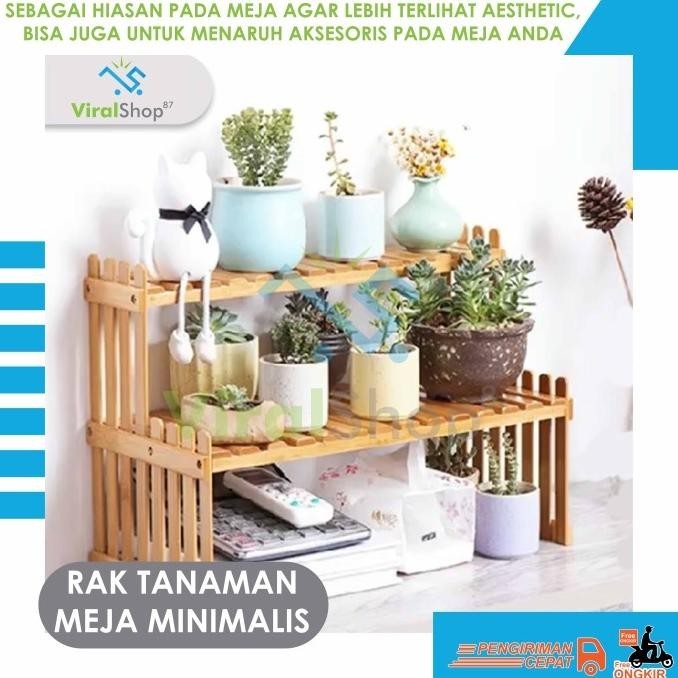 Rak Pot Bunga Palsu Susun Standing Hiasan Rak Tanaman Meja Minimalis