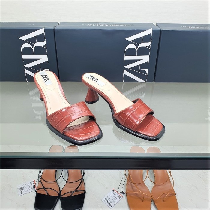 Zara Croc Effect Heels Sandal 5Cm