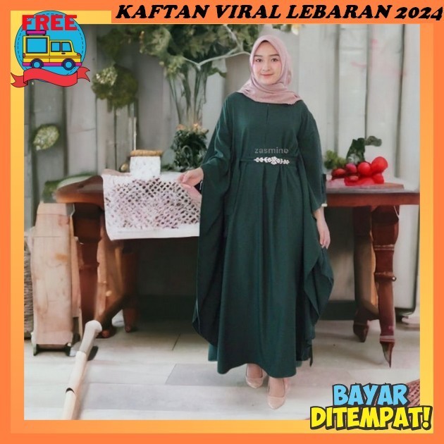 Kaftan Lebaran Mewah Premium Satin Bju Kain Pkaian Gamis Klelawar Baju Lebaran 2024 Couple Keluarga 