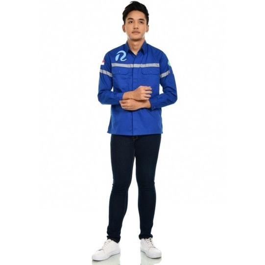 Kekinian - Atasan Wearpack Putih Tangan Panjang/Baju Safety/kemeja - Putih, M 