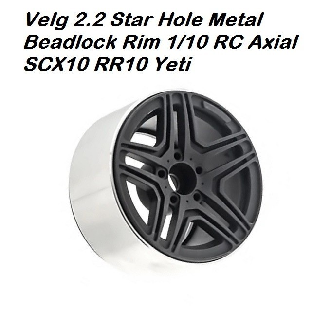 Velg 2.2 Star Hole Metal Beadlock Rim 1/10 RC Axial SCX10 RR10 Yeti