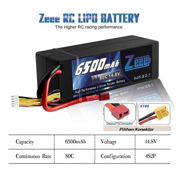 Zeee 6500mah 4s 14.8v 80C Hardcase Lipo Battery