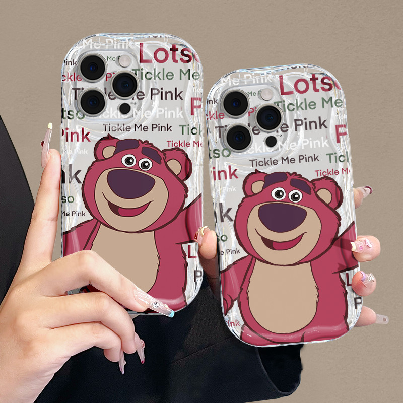 English Strawberry Bear Case For OPPO A15 A16 For A57 A17 A52 A53 A54 A5 A18 A38 Soft Case For A7 A78 A58 A74 A78 A9 A76 A1 A94 Casing For RENO4 5 6 7 8T 7z F9 Pro Fullcover Case a95 2020 softcase 8 4 a92 5g f a55 a17k reno 5f cesing a98 kesing 4g hp a5s