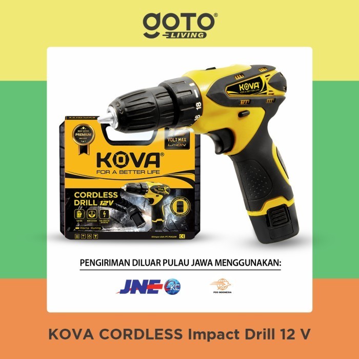 KOVA MESIN BOR BATERAI TANGAN CORDLESS DRILL 12V