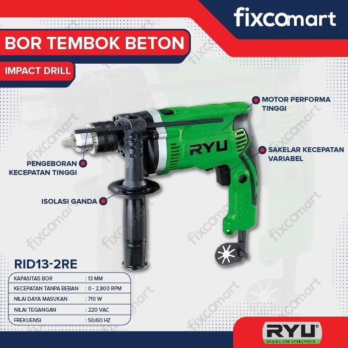RYU IMPACT DRILL RID 13-2 RE - RYU MESIN BOR BETON - MESIN BOR IMPACT