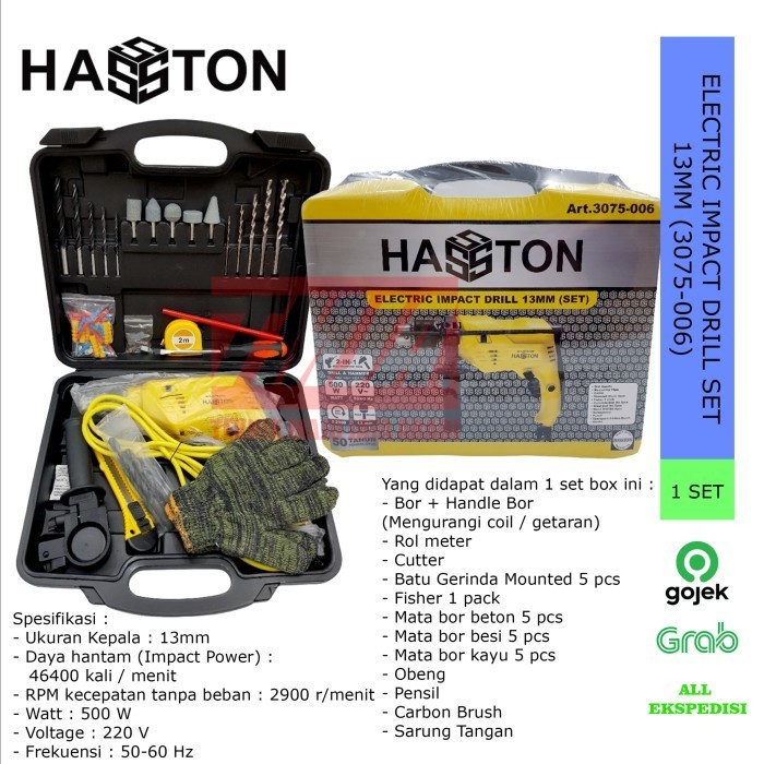 HASSTON MESIN BOR LISTRIK SET 13MM ART. 3075-006