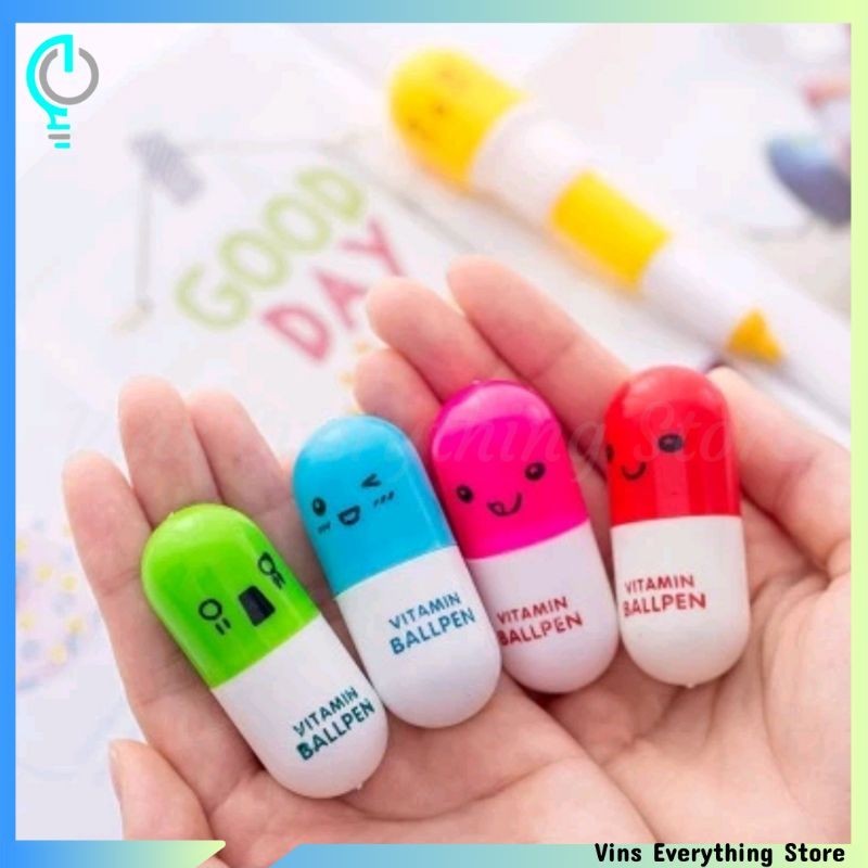 

[VES] Pulpen Emoticon Vitamin / Pen Unik / Pena Kapsul / Pulpen Stationary Souvenir Pernikahan