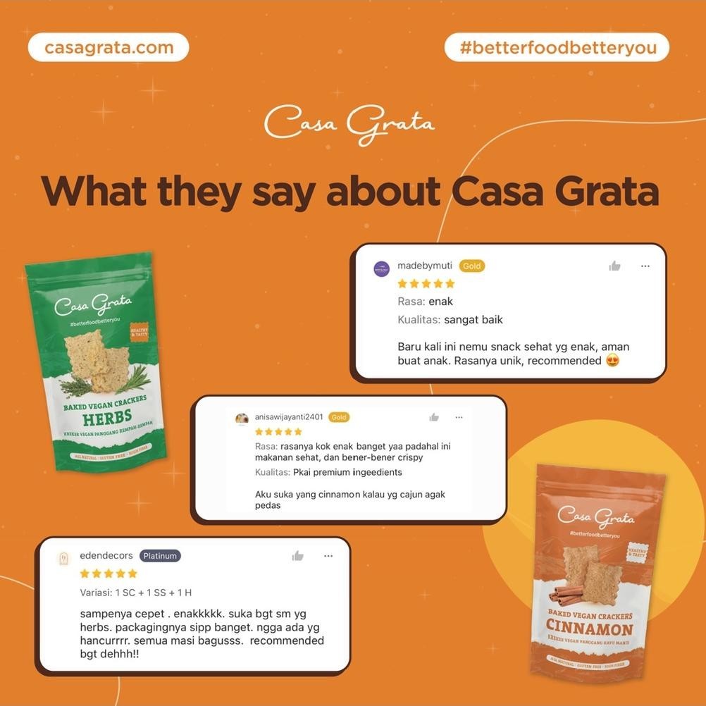 

POI Set of 3 - 70gr ( 3 Casa Grata Crackers - choose your own flavor) snack sehat / camilan sehat / snack anak / camilan anak / snack vegan / snack gluten free / makanan sehat / snack aman / snack enak / camilan sehat / camilan garing sehat / snack diet