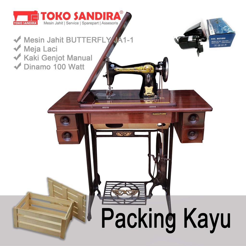 Mesin Jahit Butterfly Ja-1/Mesin Jahit Tradisional/Mesin Jahit Manual Full Set + Dinamo ( Baru )