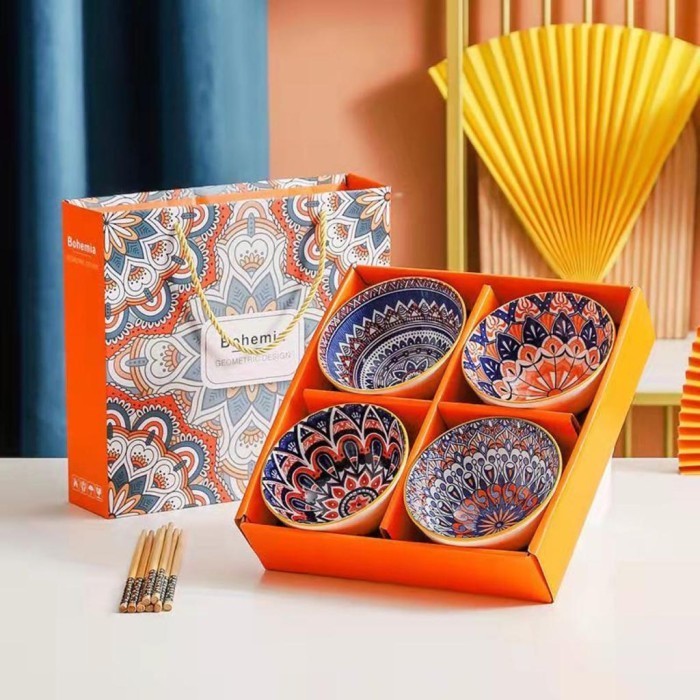 Bohemian Japanese Bowl Set/ Mangkuk Bohemian Hampers Mangkok Keramik