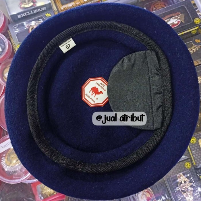 Baret biru Brimob + emblem brimob mika